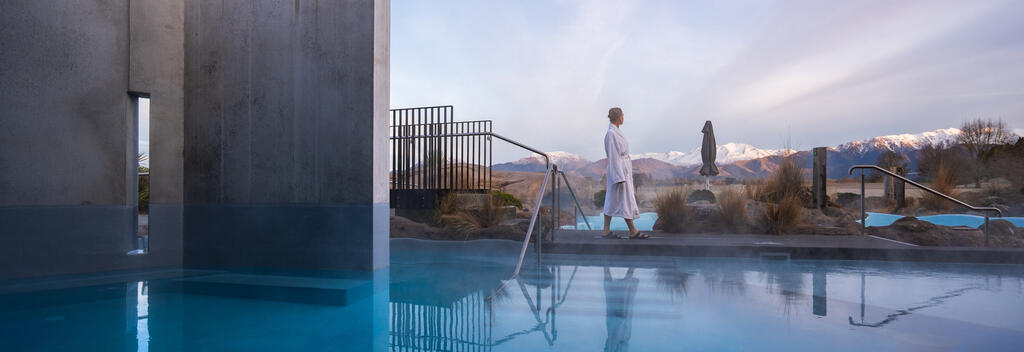Tranquility is an adults-only retreat (R18) featuring a swim-up bar and restaurant showcasing local flavours including our unique floating basket dining experience and uninterrupted views of the Southern Alps.