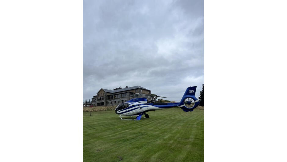 Helicopter to warm fire for hot chocolate at Terrace Downs resort