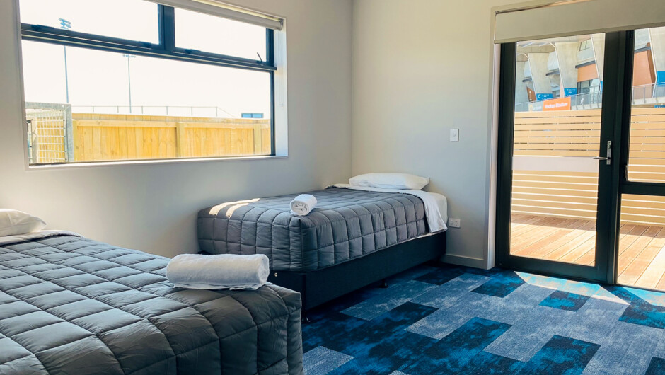 Each wing contains 12 twin share rooms with their own bathroom and key-card access.