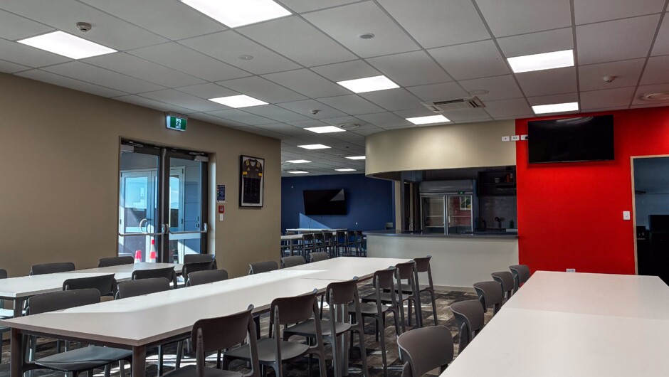 Two adjoining dining rooms seats 80 people with a fully equipped kitchen built for large groups.