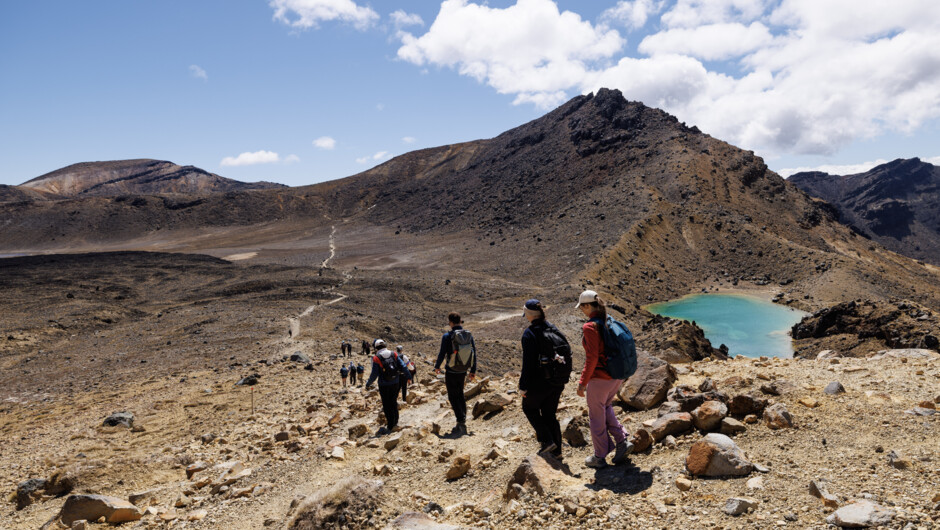 Descending to the Emerald Lakes