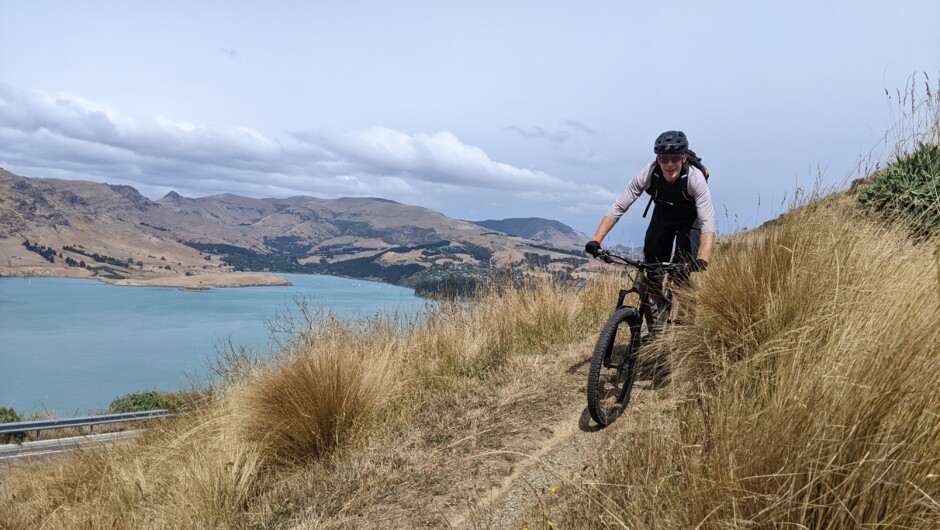 Riders enjoying the views in the Port Hills