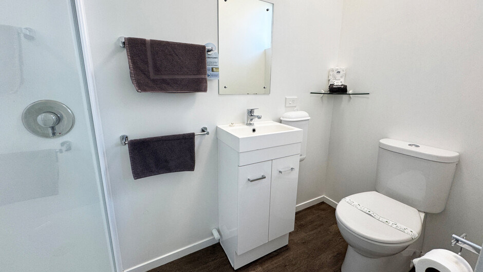 Private bathroom with shower and toilet