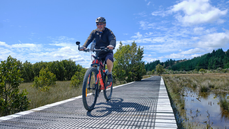 Clear blue skies while riding along the Horeke boardwalk.