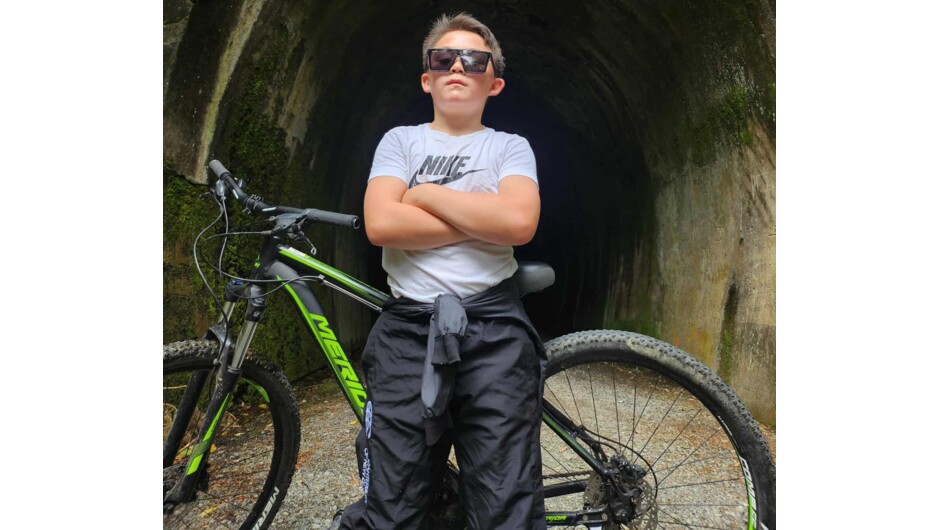 The trail is so bright I need my shades.