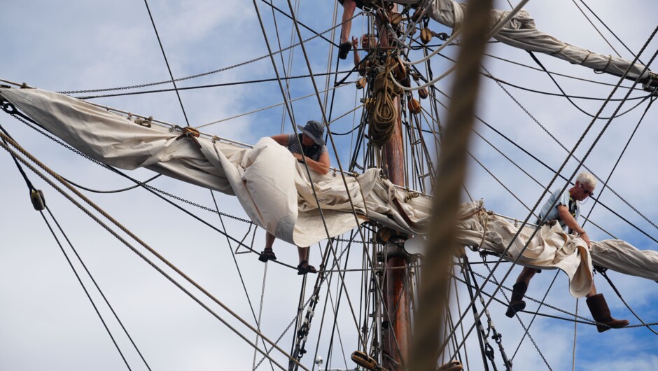 Up in the rigging