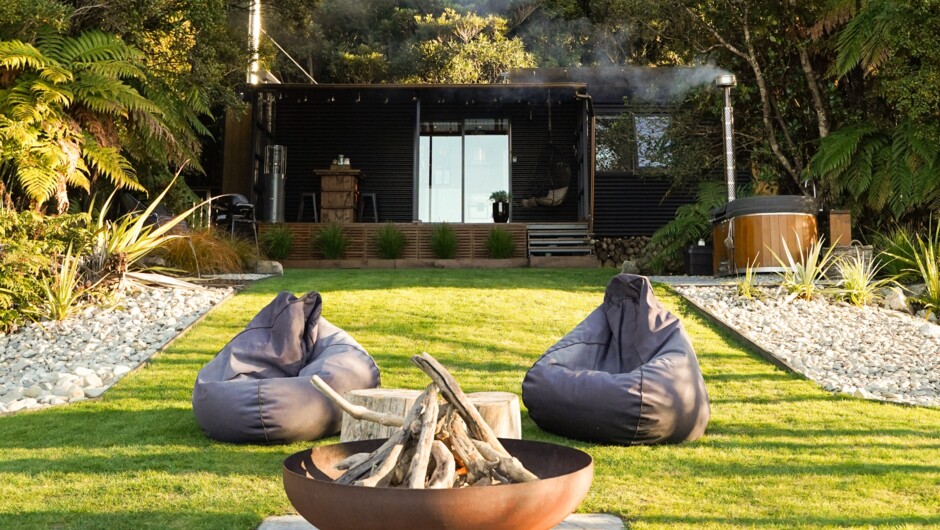 Corten steel fire pit.