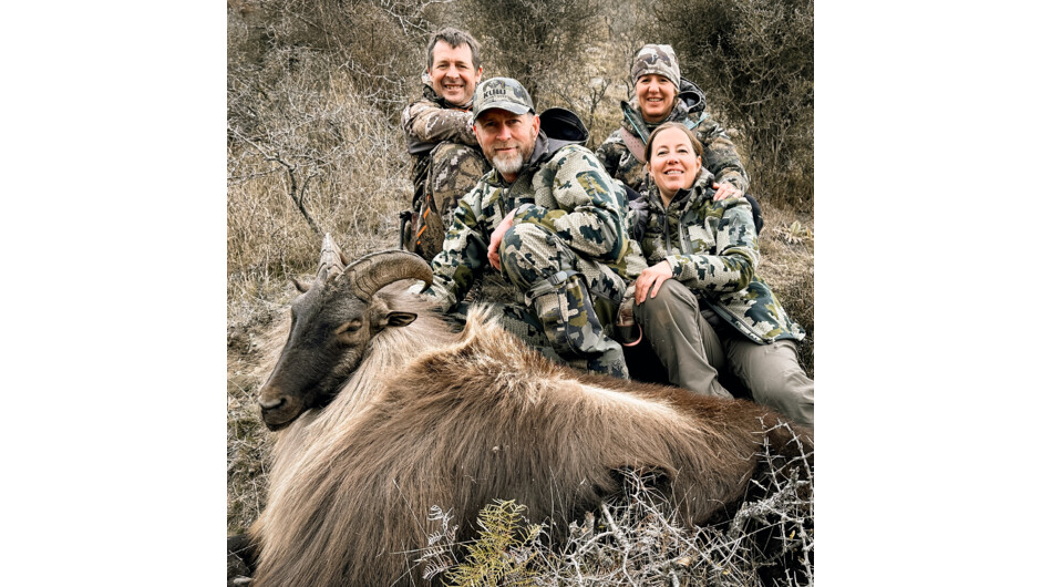 A hard-earned New Zealand tahr trophy, taken in rugged backcountry terrain with guides and hunting companions alongside.
Private guided alpine hunting with Backcountry New Zealand Outfitters — personal, professional and built on decades of experience.