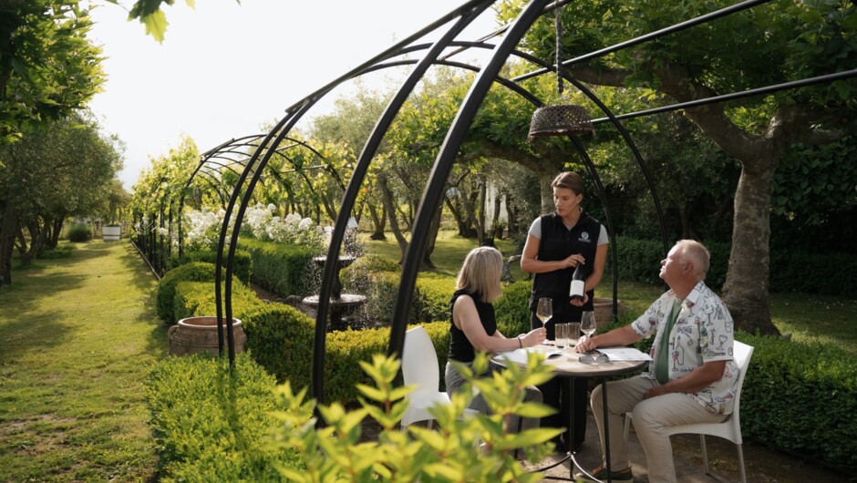 Seated tasting in the garden