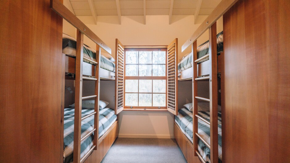 Luxurious, well-appointed bunkrooms; ideal for multigenerational travel.