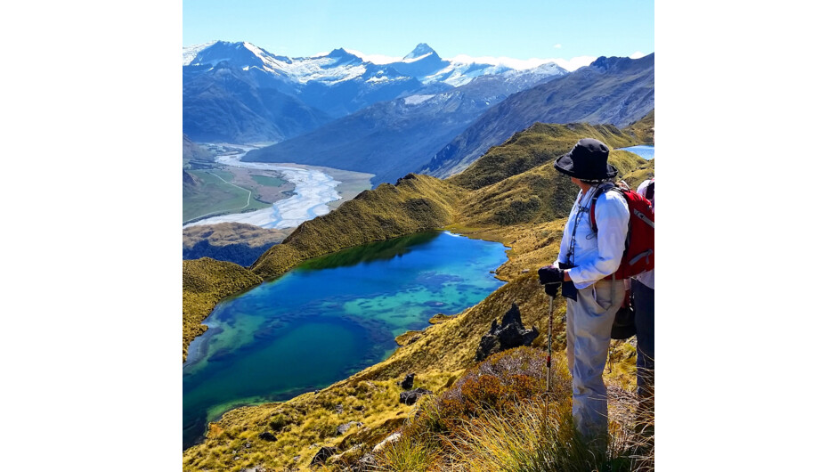 Views over alpine lakes and the Matukituki Valley