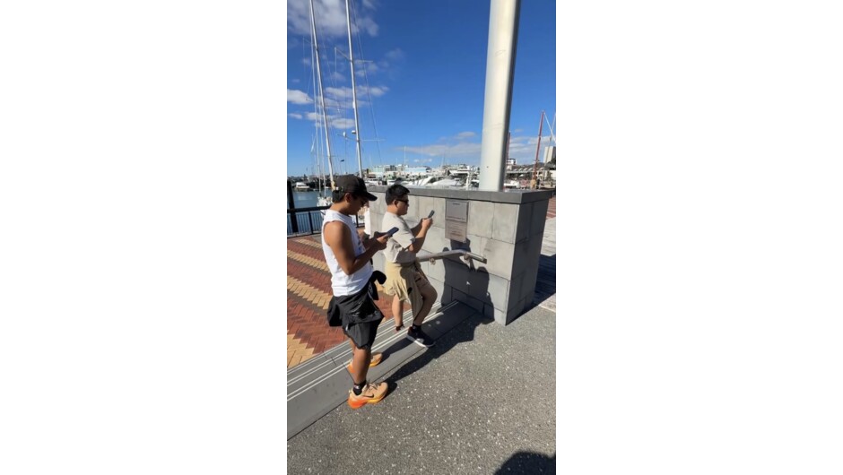 Team navigating the Viaduct waterfront on the City Decoder adventure