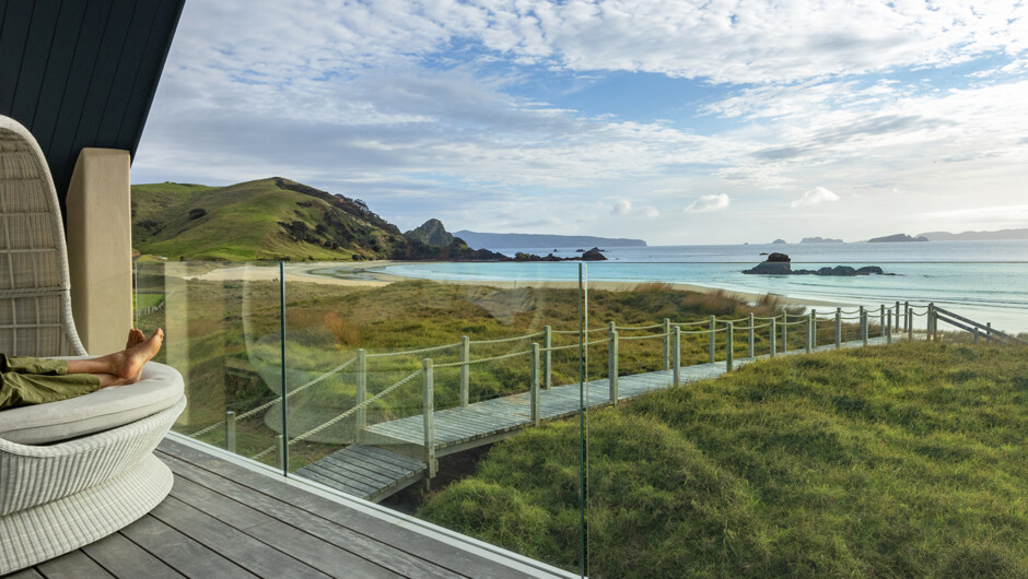 Private beachfront luxury at Opito Point Lodge, with sweeping Pacific Ocean views from secluded Opito Bay.