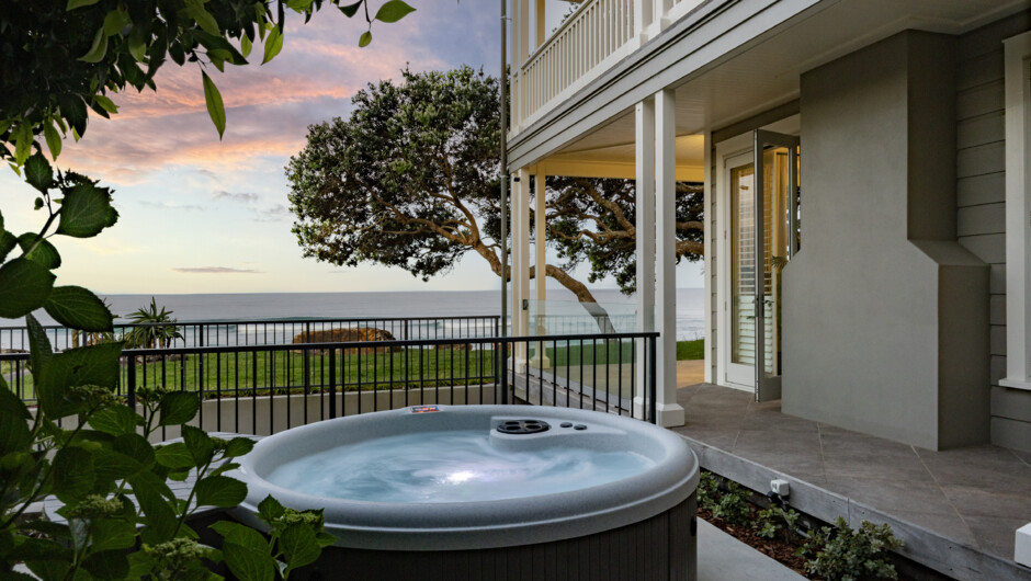 Private spa pool with ocean views.