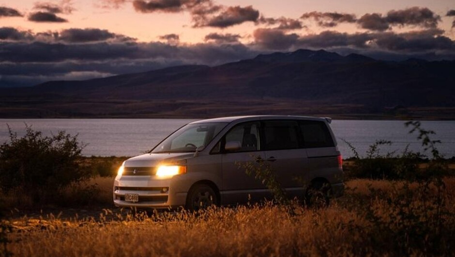 Night time views in the campervan