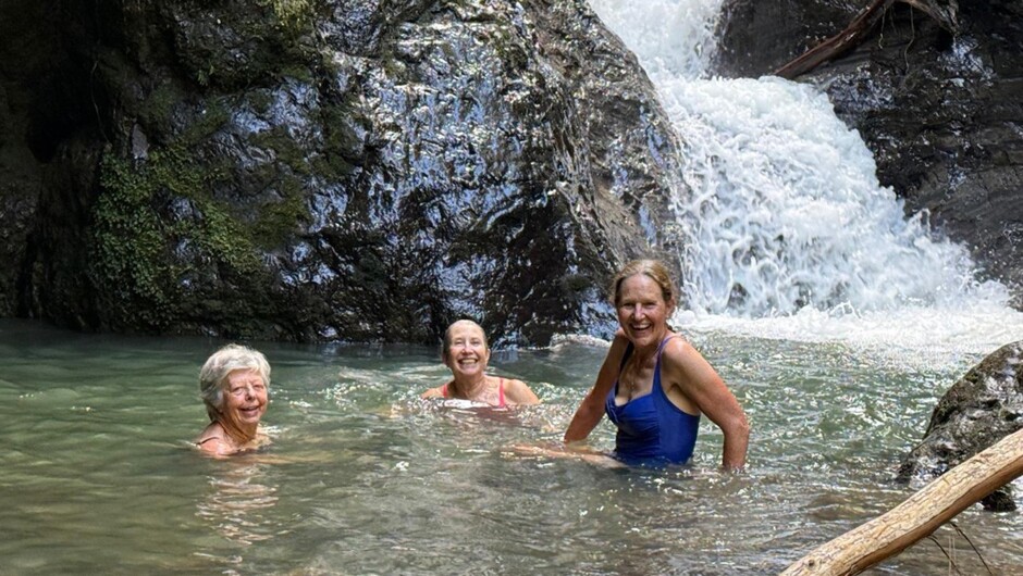 Refreshing at the local waterfall