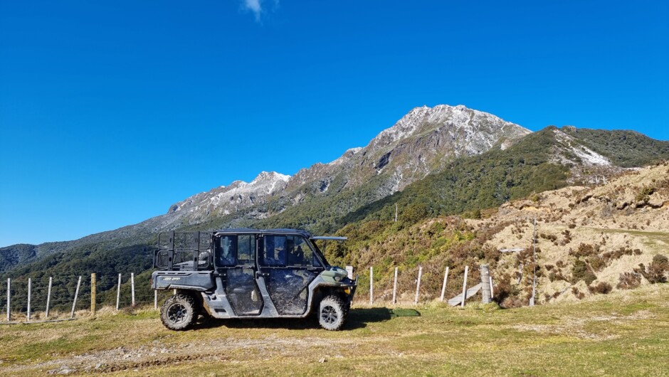 The adventure begins with an exhilarating ride on our RV through breathtaking mountain landscapes.