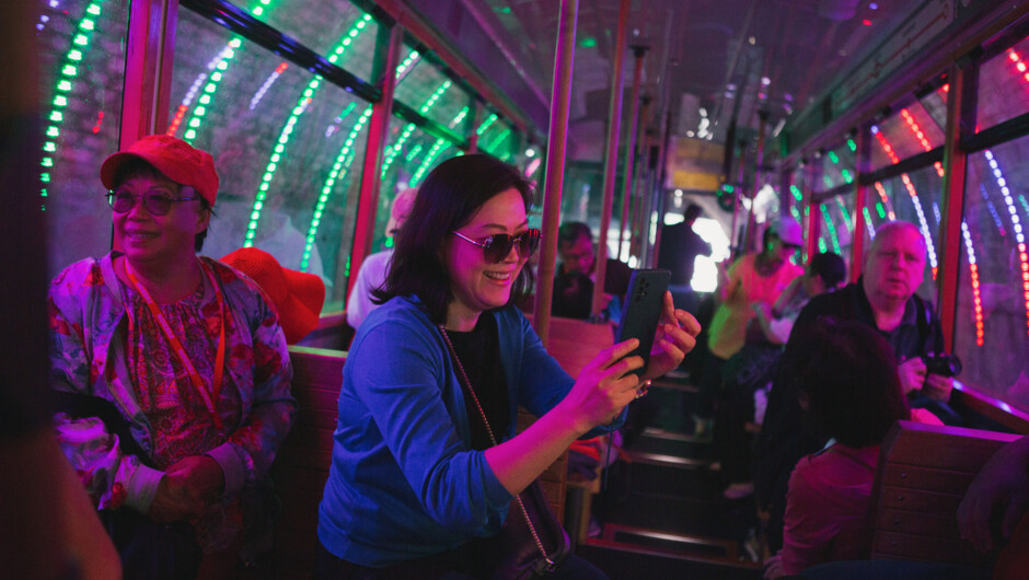 Enjoying the tunnel light show