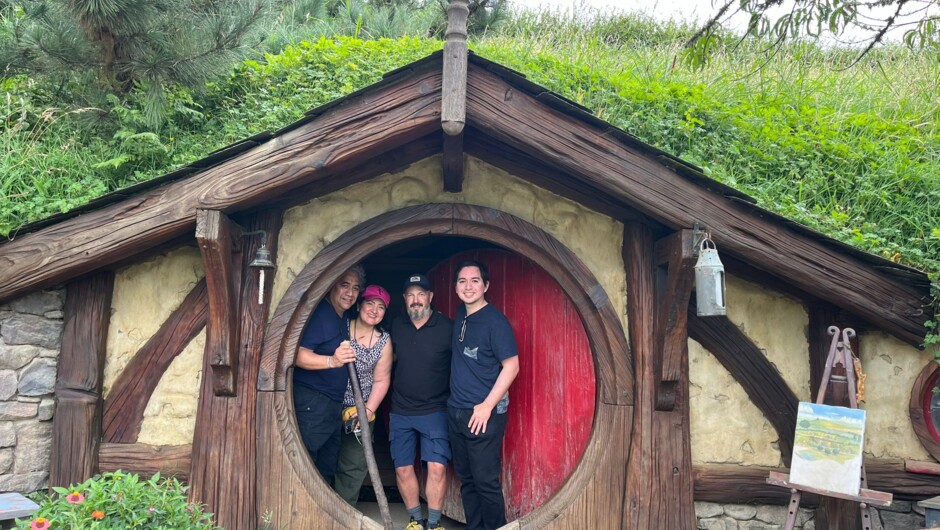 Creating unforgettable memories with our private tour groups right at the threshold of a real Hobbit Hole.