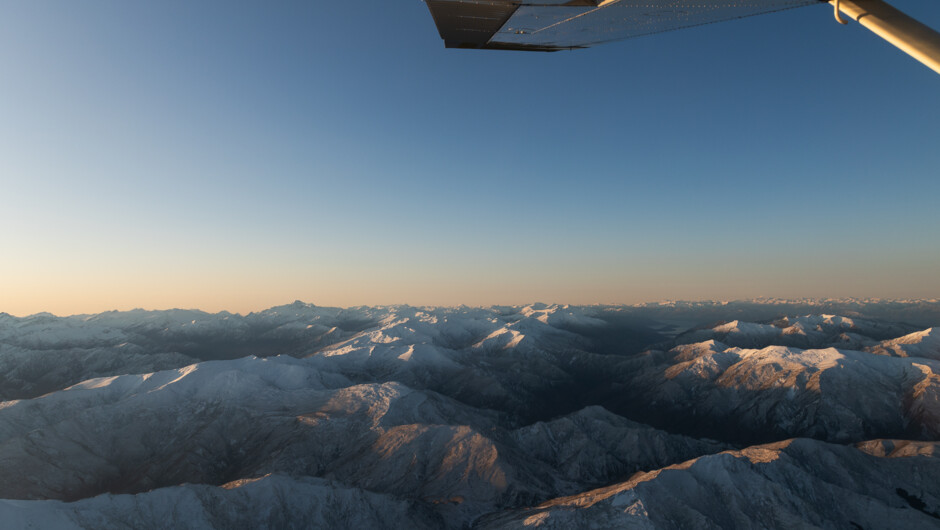 Wide panoramic views of Queenstown’s alpine playground from Air Milford’s flight