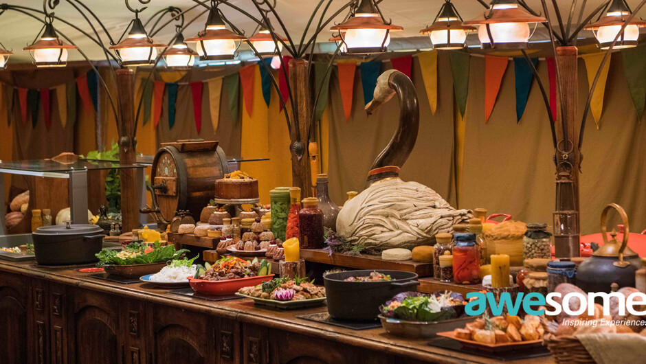 Enjoy a buffet lunch inside the festive interiors of The Party Marquee