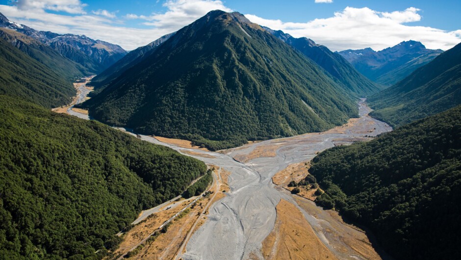 The TranzAlpine train crossing the Southern Alps to Arthur's Pass