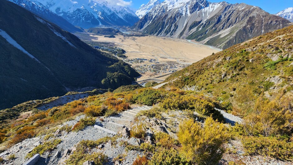 The steps down to the Hooker Valley at Aoraki/Mount Cook