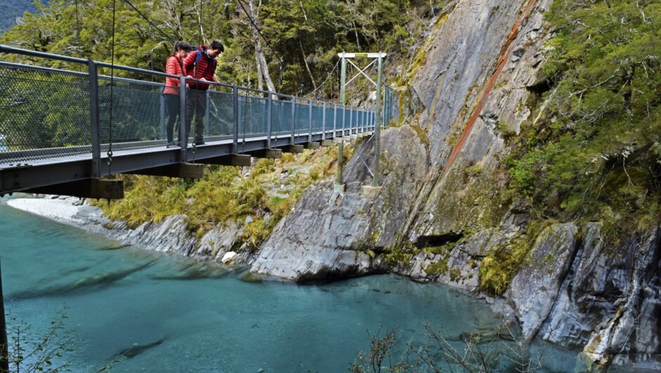 The Blue Pools of Haast, a World Heritage area of ancient forest