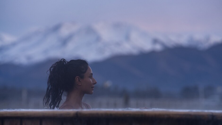 Relaxing in the geothermal pools at Opuke Thermal Spa