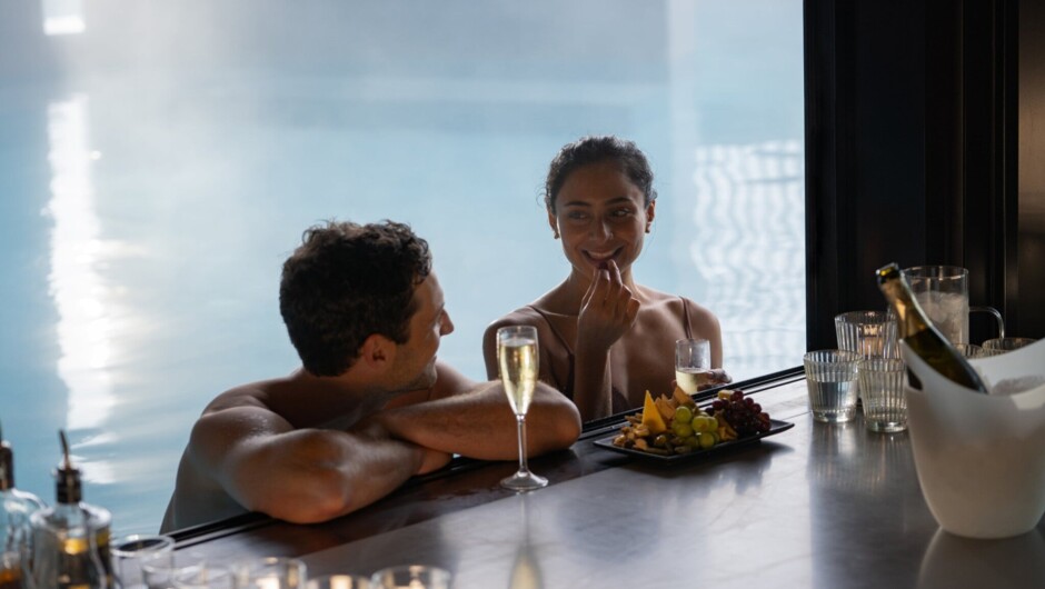 The Tranquillity Pools and bar at Opuke Thermal Spa, Methven