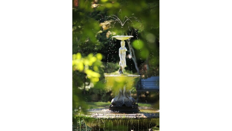 The fountain and gardens at Mona Vale, Christchurch