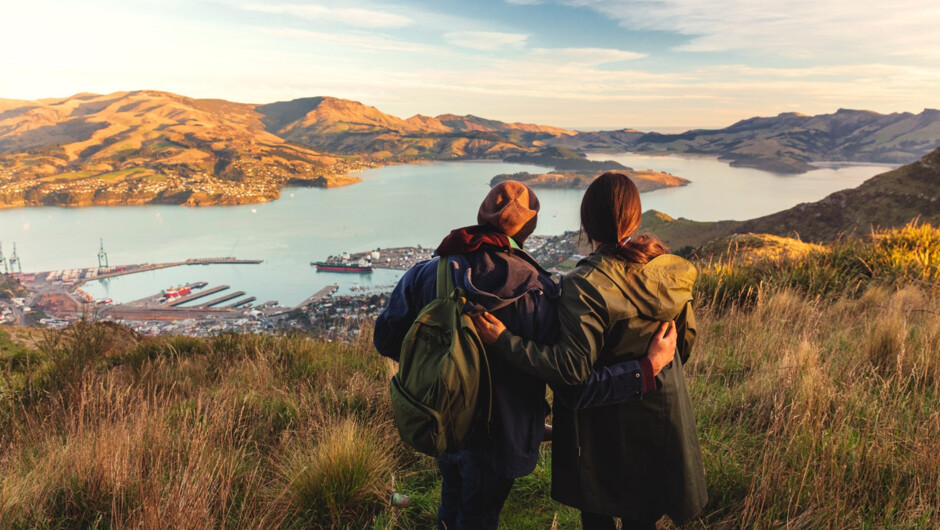 The Christchurch Gondola lookout above Lyttelton Harbour