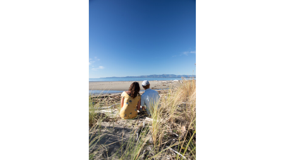 Relax on this quiet beach steps away from the yurt.