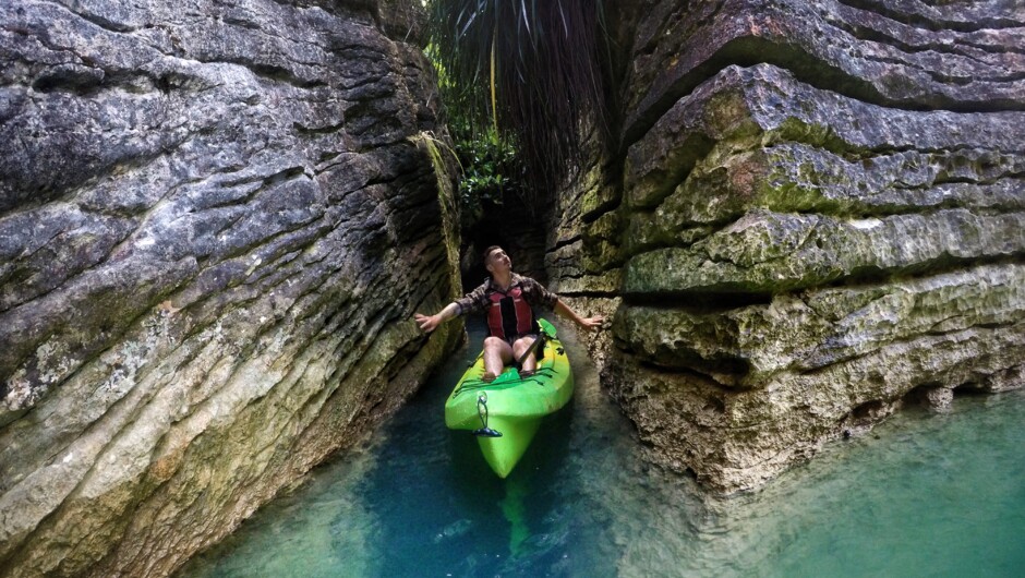 Where the land meets the Tasman Sea - paddling through millions of years of history.