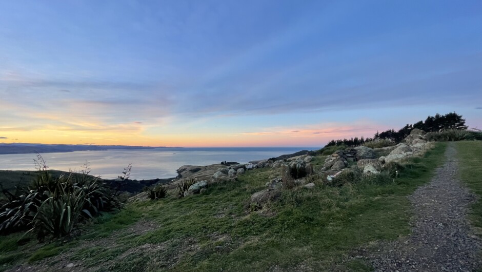 The view of Whareakeake Bay from the camper sites