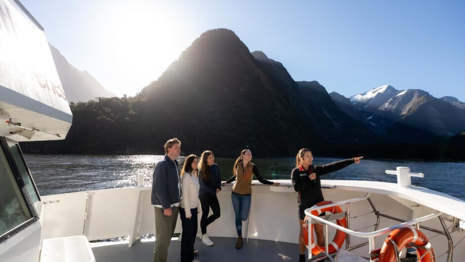 Nature guide interacting with guests