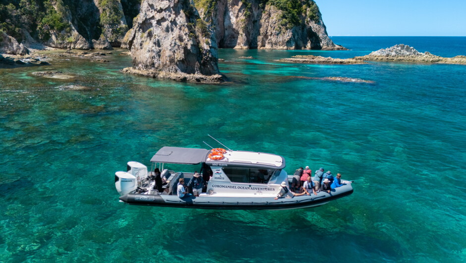 Enjoy the crystal clear waters, perfect for snorkelling or looking for marine life from the boat