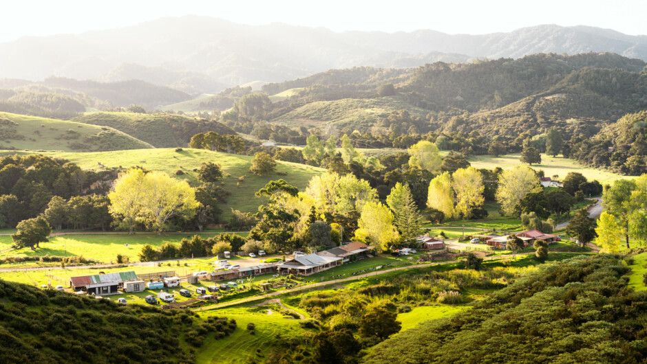 View from the Pā, the farm in all its glory