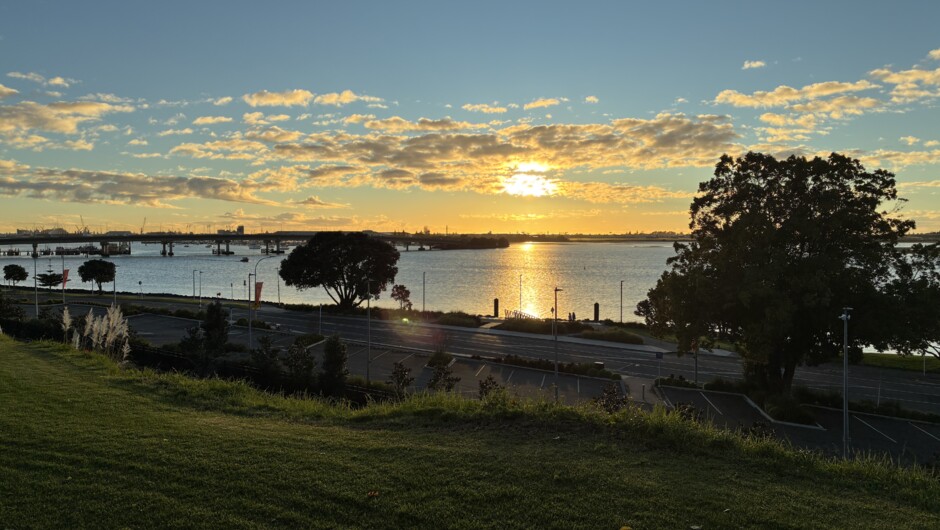 Morning sun across Tauranga Harbour