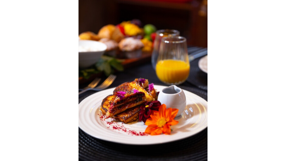 A chef-prepared breakfast each morning, served in the estate's original chapel.