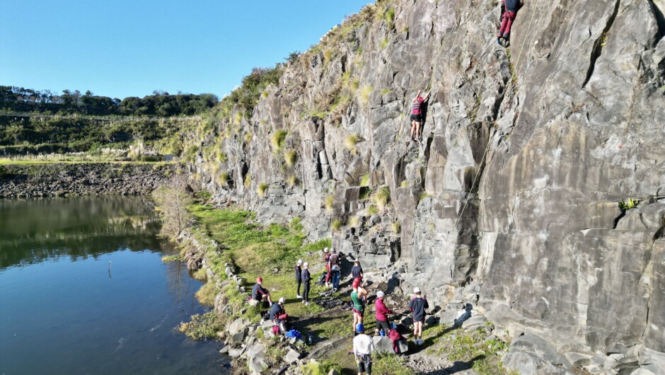 Rock climbing outdoors