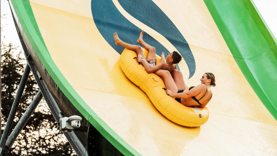 New Zealand's largest aquatic thrill ride, this 13.5 metre high aquatic thrill ride is a rush.