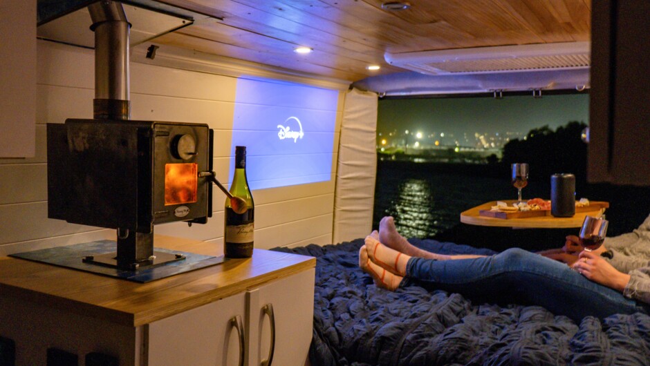 Wood burner and projector