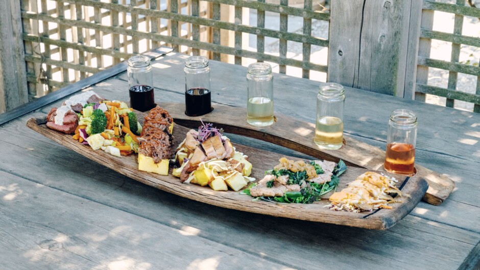 Enjoy a succulent meal cooked in retired Pinot barrels