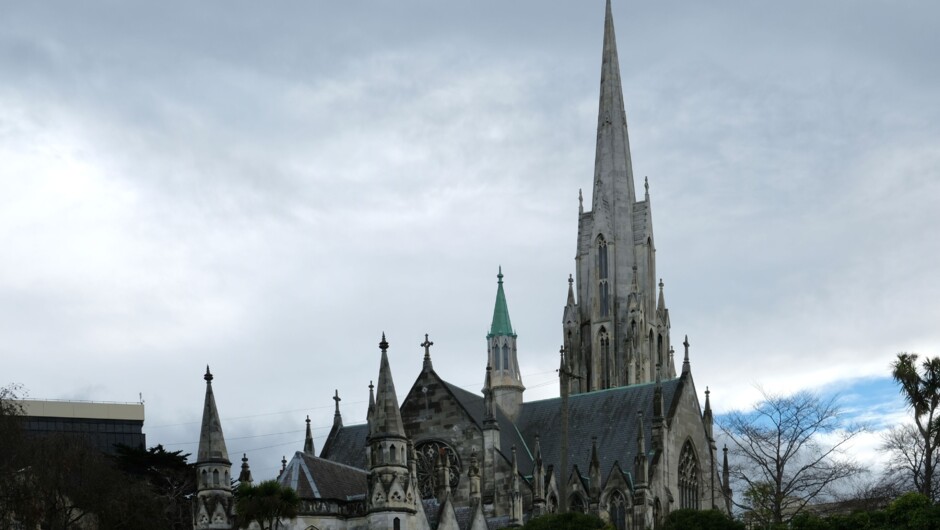 Dunedin's Gothic Revival Presbyterian First Church, built upon Bell Hill