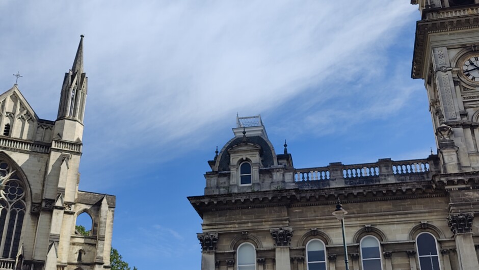 The municipal building and Anglican Cathedral.