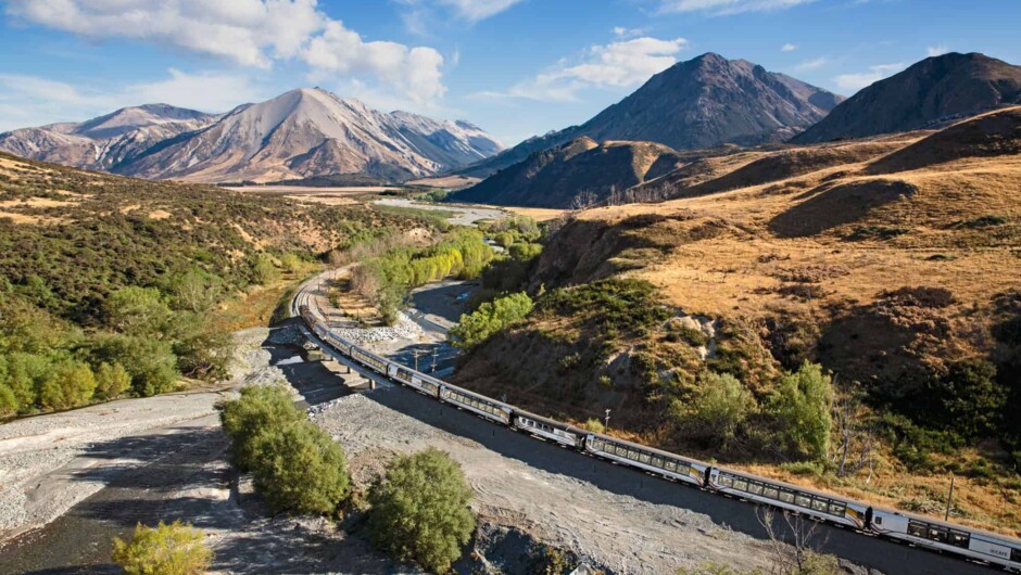 Great-Journeys: Scenic TranzAlpine Train Heading to Cass