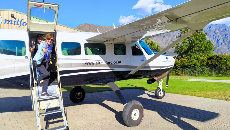 Take a scenic flight over the Southern Alps from Milford Sound to Queenstown