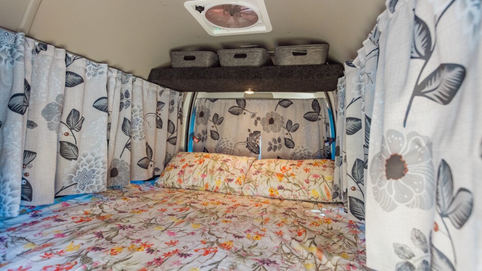 Bed curtains drawn