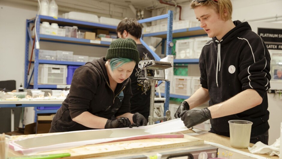 Costume artisans in the workshop.